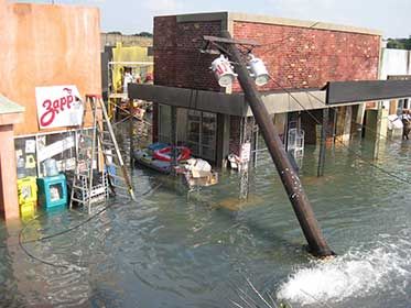 Shot of a town set flooded at our wave studio